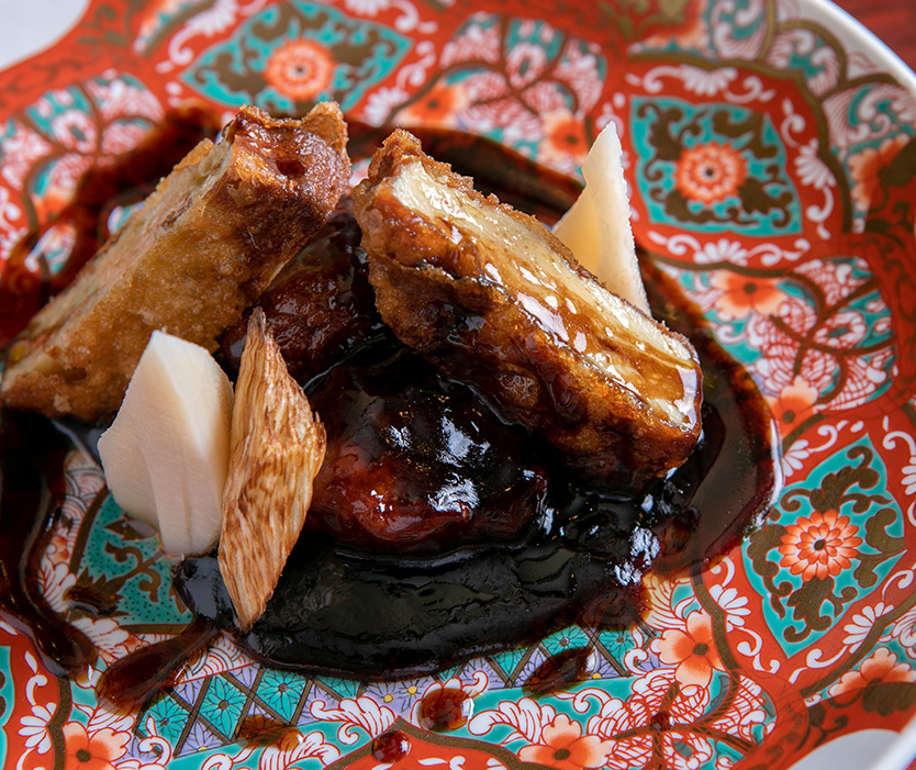 Food_Foie gras and pork with black vinegar sauce